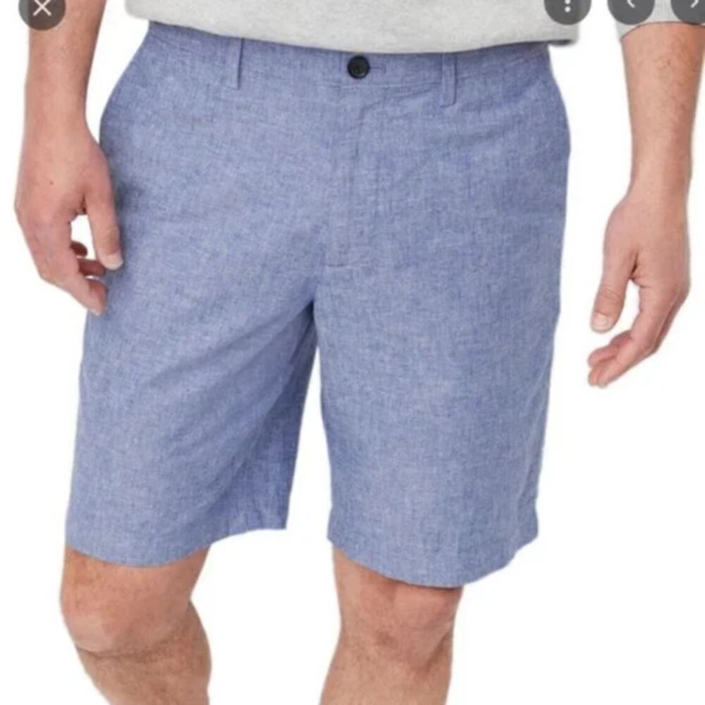 Banana Republic chambray blue linen blend Aiden flat front shorts sz 38 new MS2